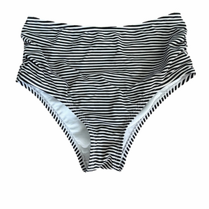 Kona Sol Black and White Striped Bikini Bottom